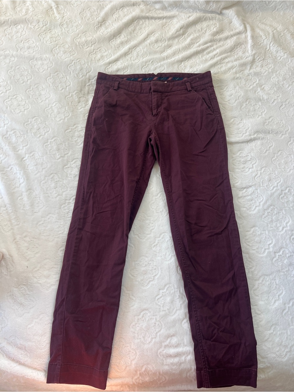 Women’s Cotton Crosby Burgundy Straight-Leg Pants - Size 6